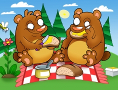 Medve piknik illusztráció